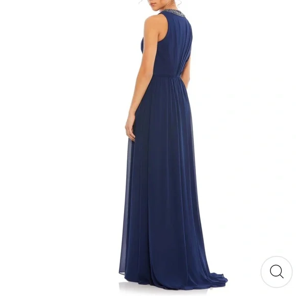 MAC DUGGAL SZ 4 BEJEWELED NECKLINE CHIFFON DRESS NWT - Picture 3 of 4